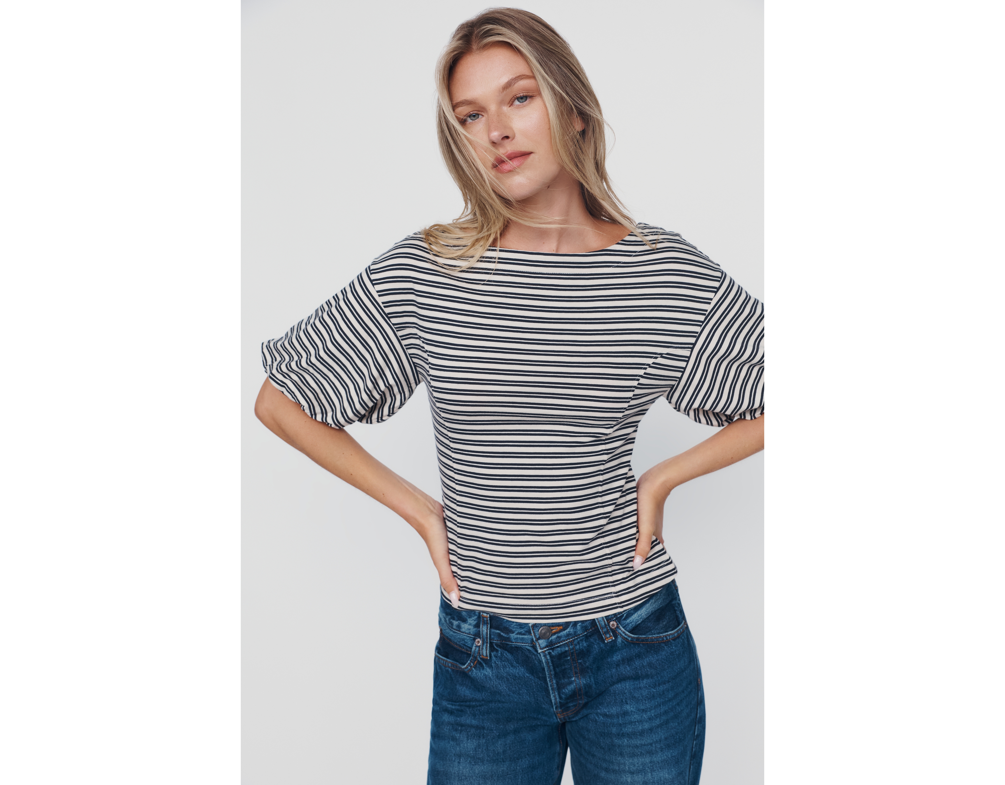 Nation Los Angeles Sophia 100% Cotton Puff Sleeve Tee