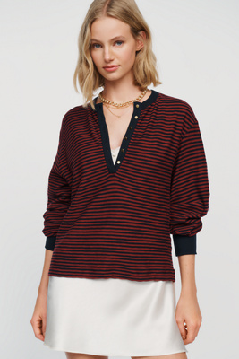 Nation Los Angeles Victoria 100% Cotton Henley Top by Anthropologie