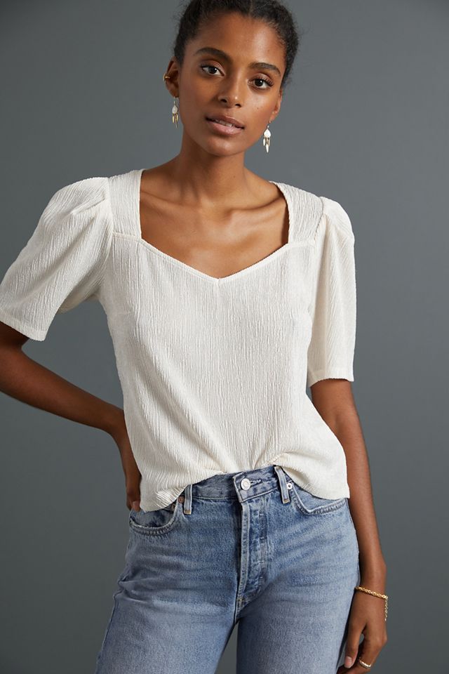 Bow-Back Puff-Sleeved Top #1