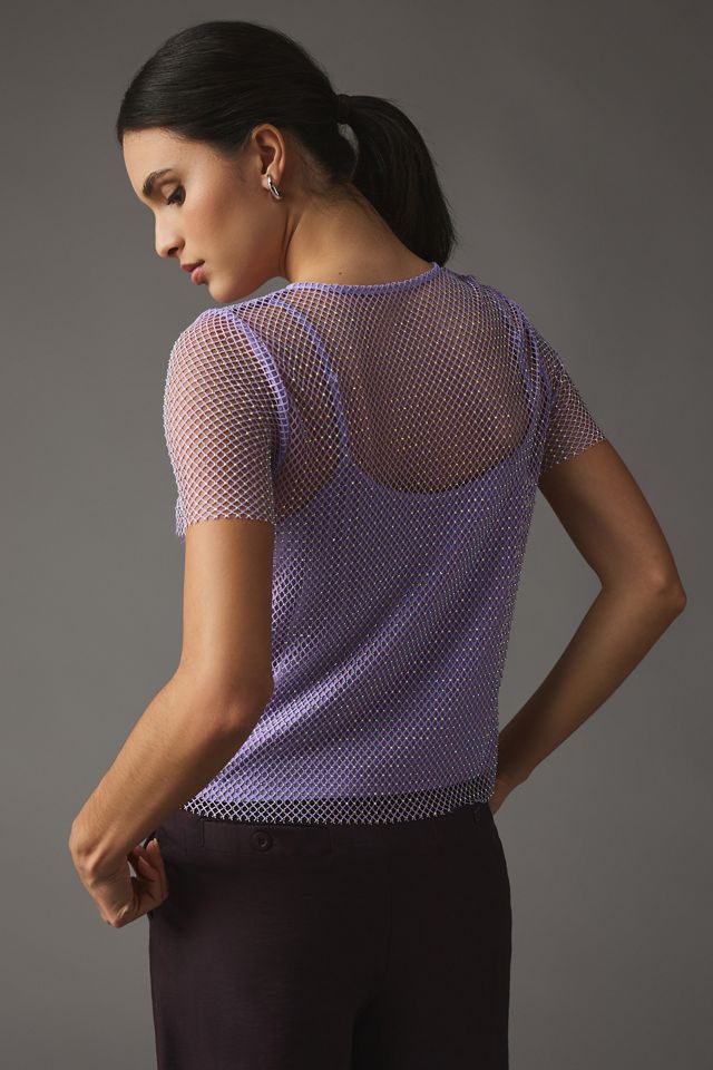 Sunday in Brooklyn Rhinestone Mesh Top #2