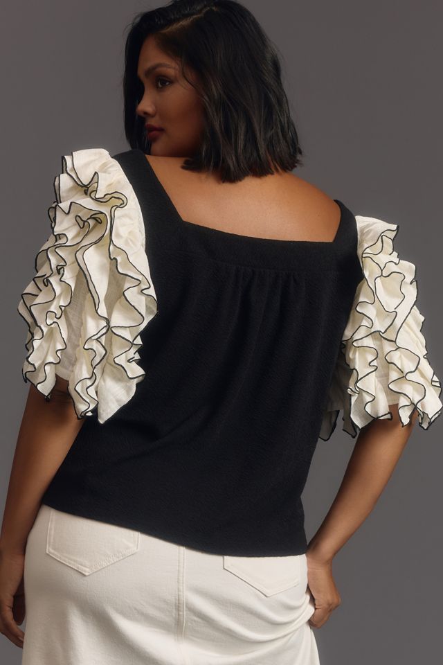 Sunday in Brooklyn Square-Neck Ruffle-Sleeve Babydoll Top #5