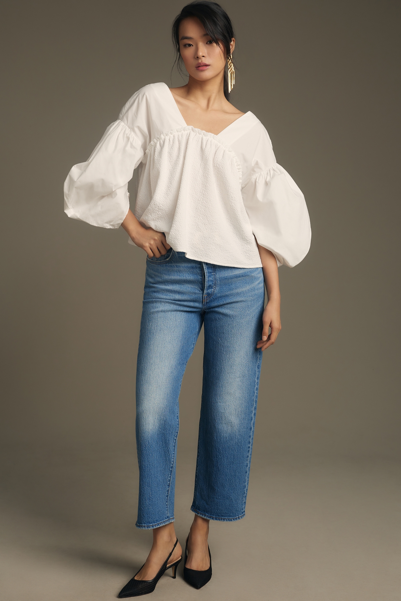 Sunday Brooklyn Puff-Sleeve Blouse