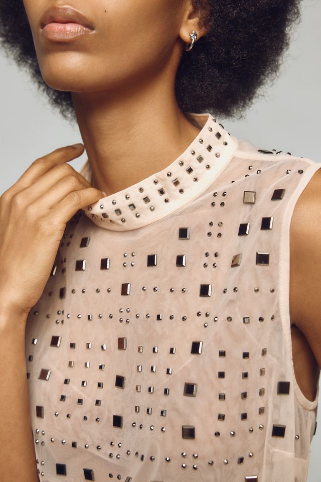Sunday in Brooklyn Deco Mock-Neck Sheer Top #3