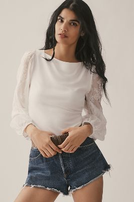 SUNDAY IN BROOKLYN LACE-SLEEVE BLOUSE 
