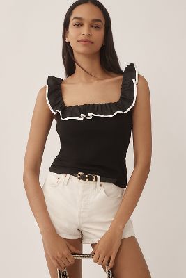 Débardeur Court à Volants en Black taille: XS chez Anthropologie - Sunday in Brooklyn - Modalova