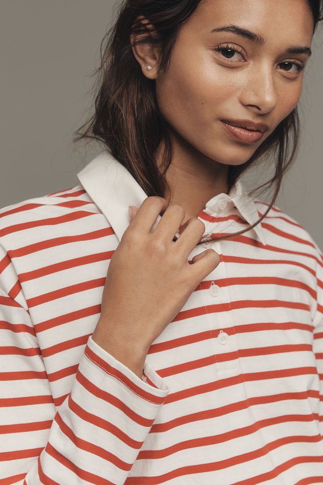 Sunday in Brooklyn Long-Sleeve Polo Top #1
