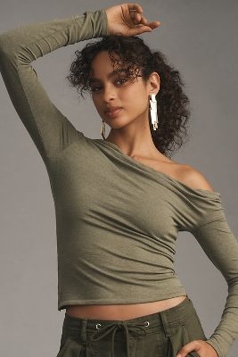 AFRM BRIA COLD-SHOULDER LONG-SLEEVE TOP 