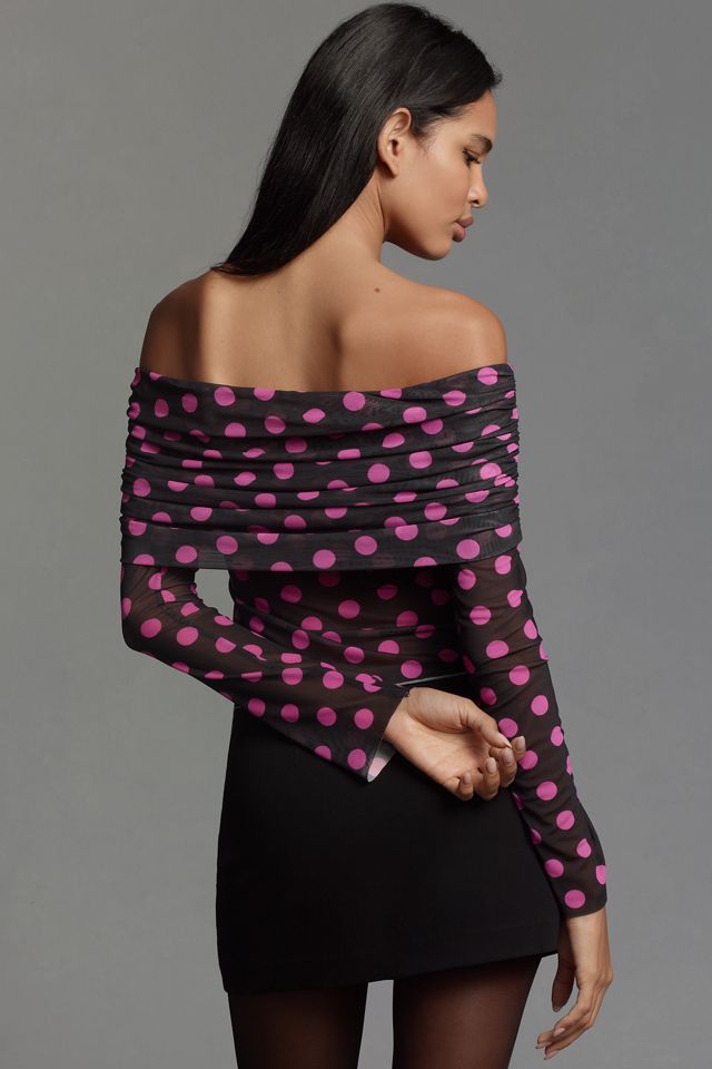 AFRM Lilith Off-The-Shoulder Mesh Long-Sleeve Top #2