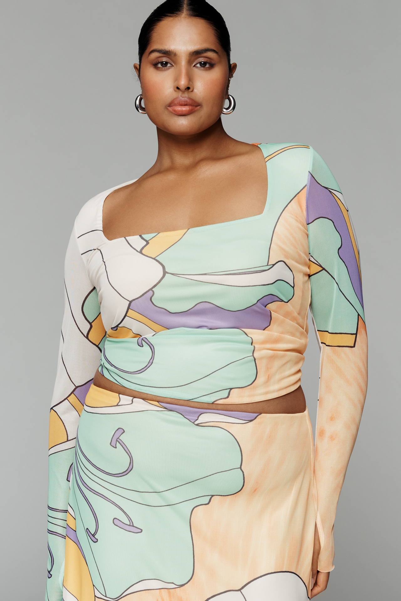 AFRM Plus Ines Power Mesh Long-Sleeve Top