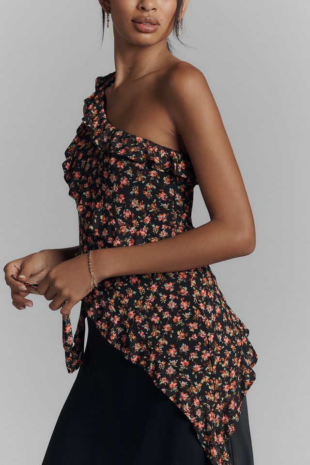 AFRM Vivica Off-The-Shoulder Ruffle Mesh Top #2