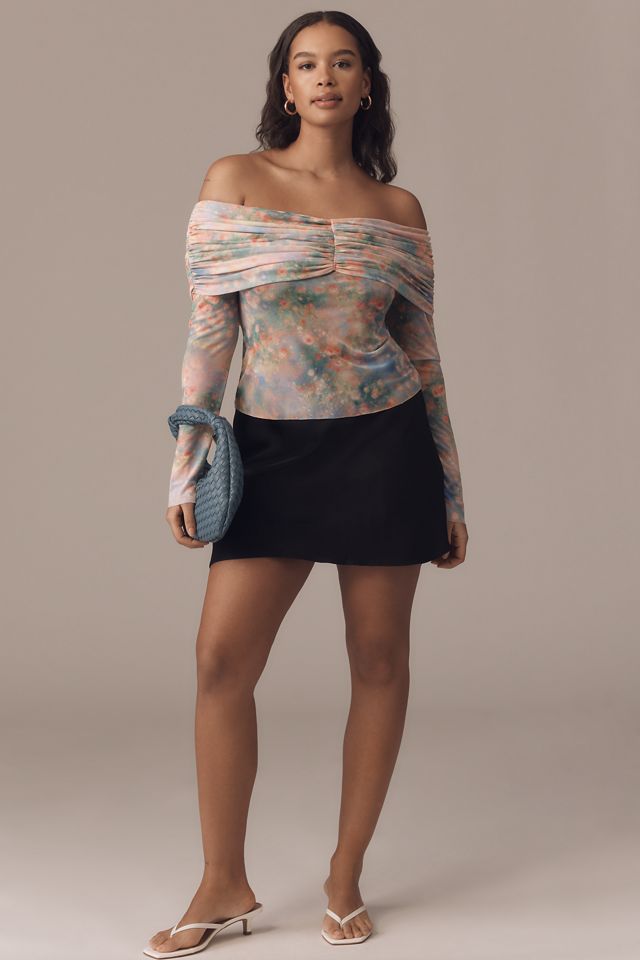 AFRM Power Mesh Off-The-Shoulder Ruched Top #1