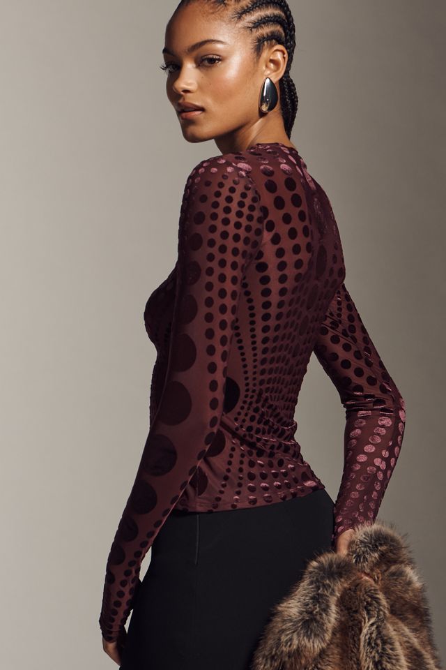 AFRM Kaylee Long-Sleeve Burnout Velvet Top #2