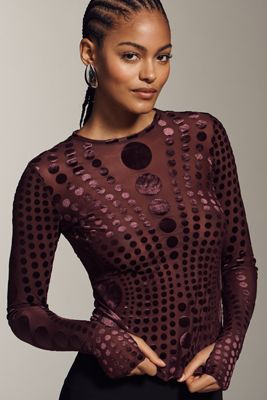 AFRM Kaylee Long-Sleeve Burnout Velvet Top