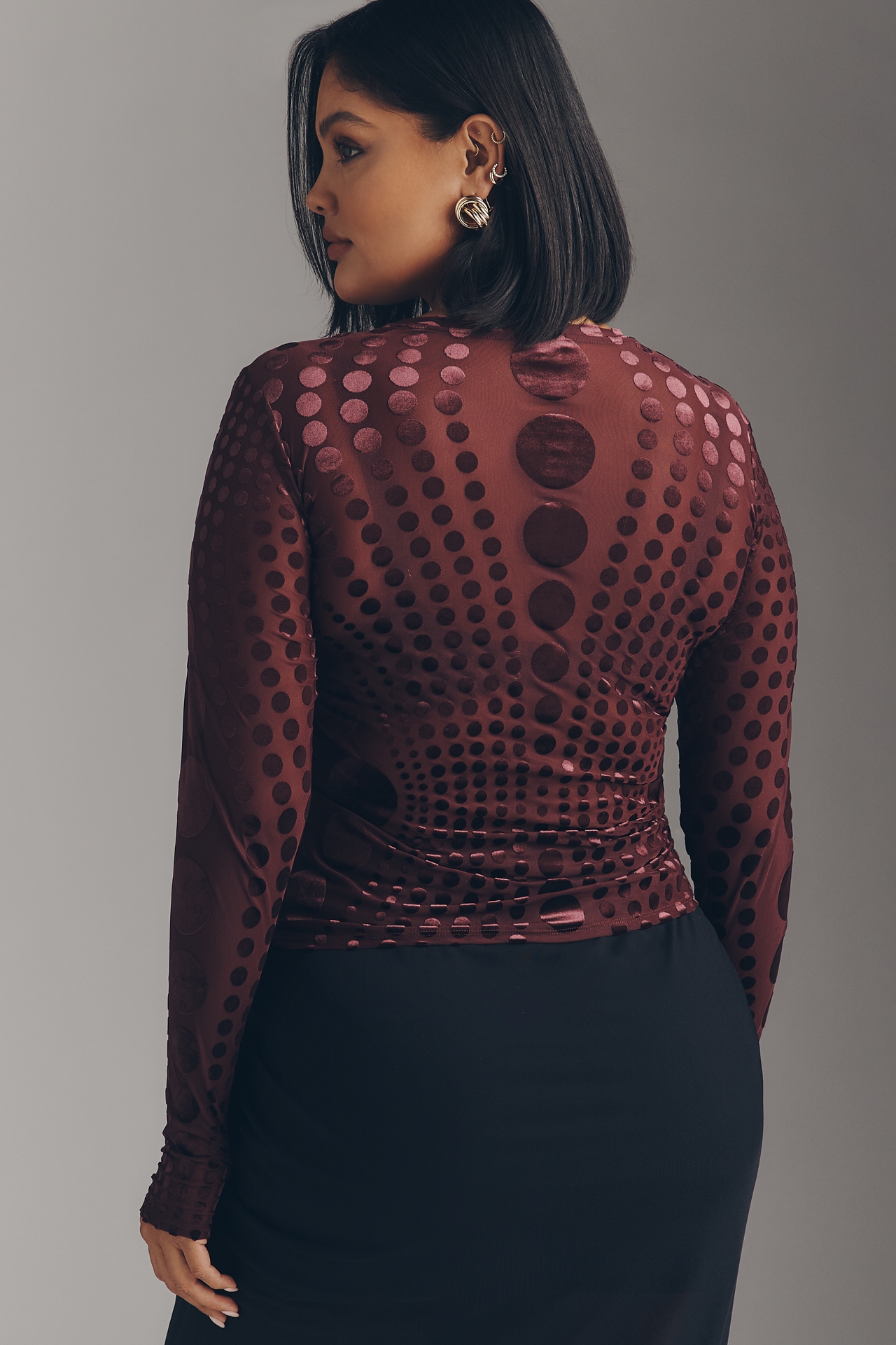 AFRM Kaylee Long-Sleeve Burnout Velvet Top