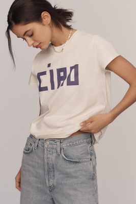 Shop Clare V Ciao Classic Tee In Beige