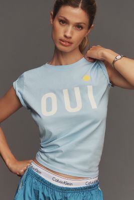 Shop Clare V Oui Classic Tee In Blue