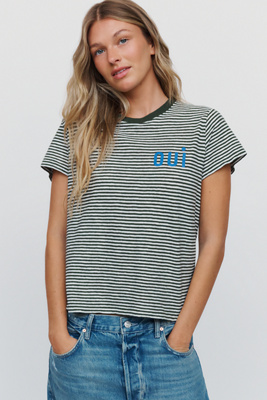 Clare V. Cotton Linen Striped Oui Classic Tee by Anthropologie
