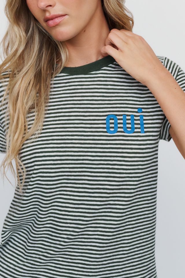 Clare V. Cotton Linen Striped Oui Classic Tee #2
