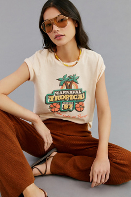 Mother The Boxy Goodie Goodie Carnaval Tropical Tee Shirt In White
