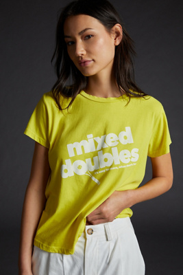 Mother The Boxy Goodie Goodie Mixed Doubles Tee Shirt In Yellow