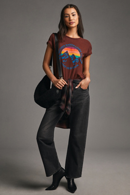 Mother The Boxy Goodie Goodie Crewneck Tee In Brown