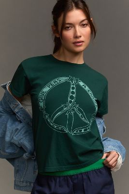 Letluv Give Peas A Chance Graphic Tee In Green