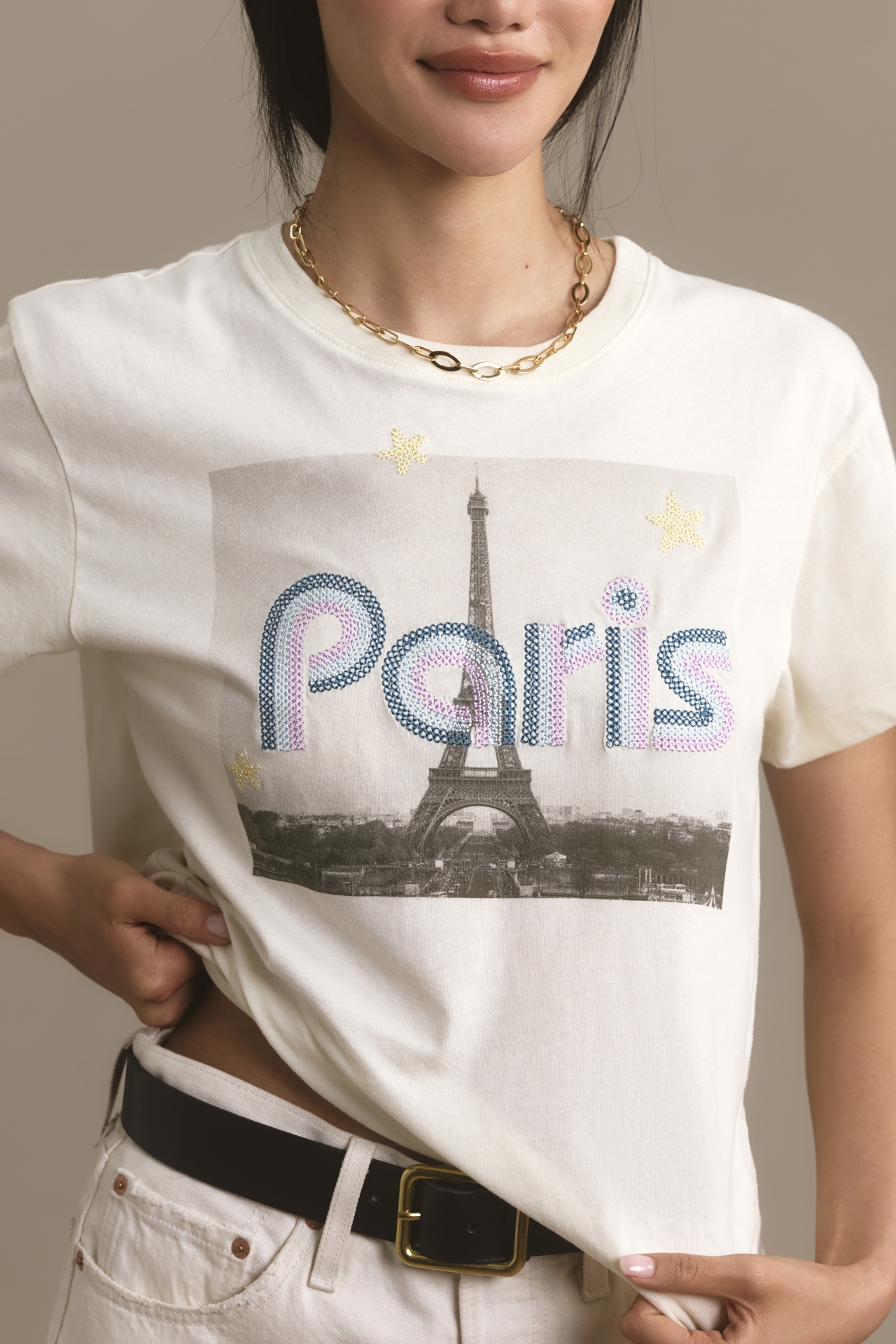 Letluv Embroidered City Graphic Tee