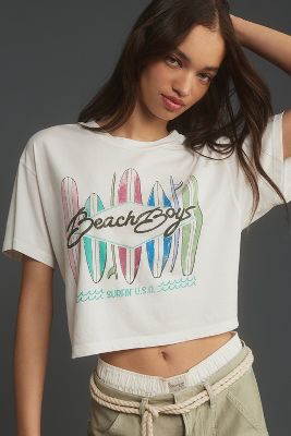 Letluv Beach Boys Boxy Graphic Tee In White