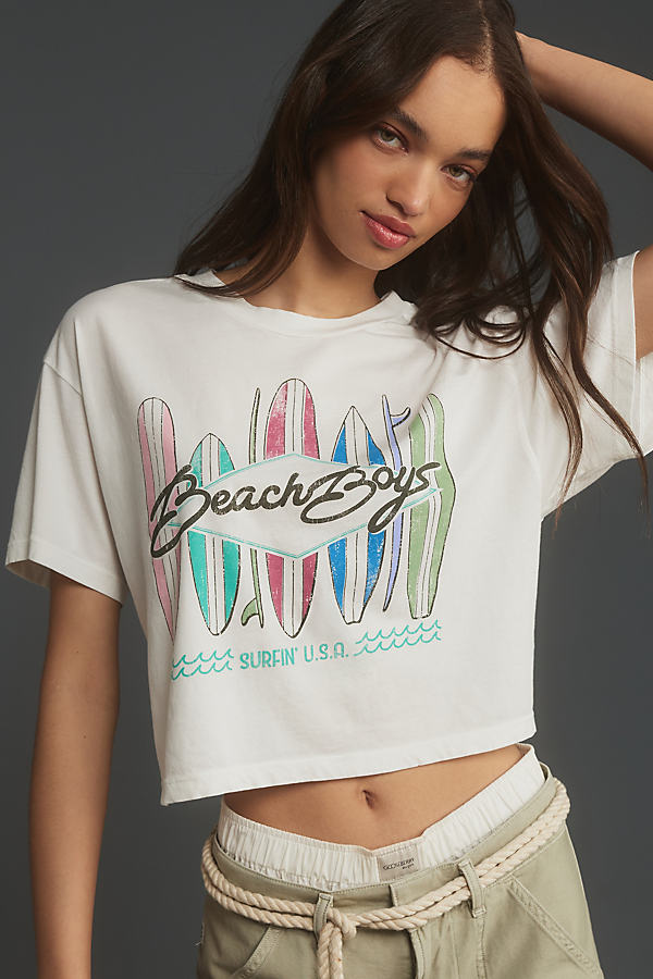Letluv Beach Boys Boxy Graphic Tee In White