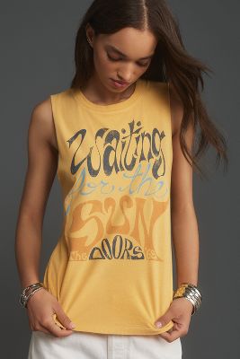 Shop Letluv The Doors Waiting For The Sun Graphic Tank Top In Gold