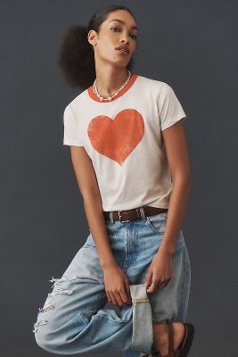 Shop Letluv Heart Ringer Tee In White