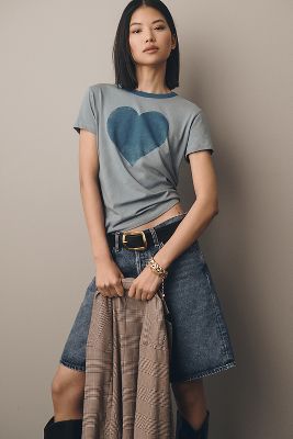 Letluv Heart Ringer Tee In Blue