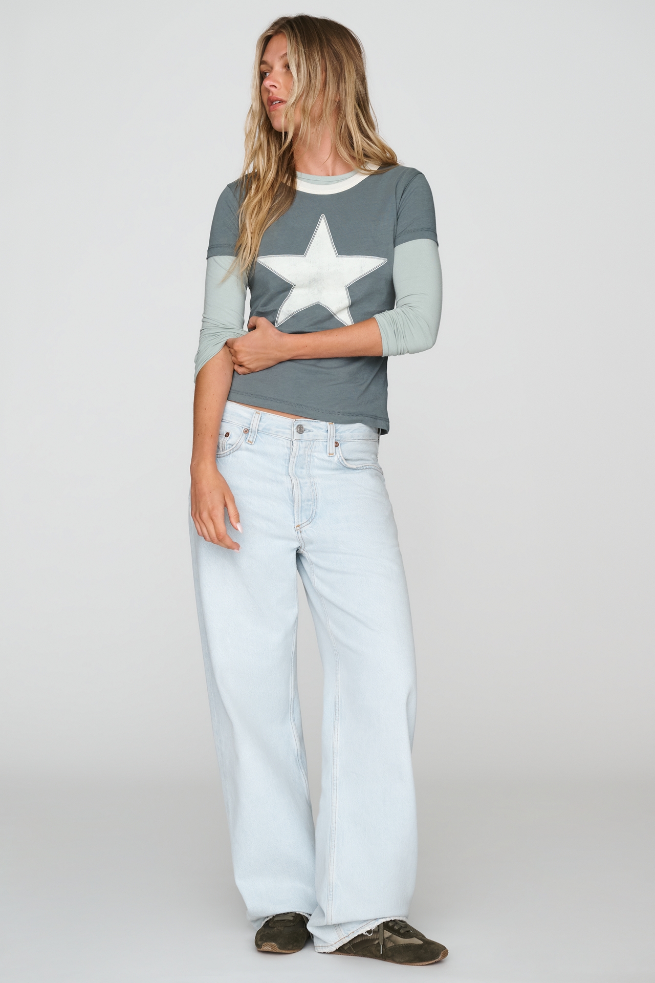 Letluv Star Short-Sleeve Ringer Crew-Neck Tee