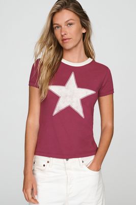 Letluv Star Short-Sleeve Ringer Crew-Neck Tee