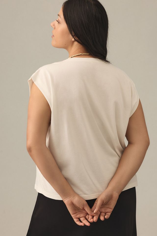By Anthropologie Lace Appliqué Muscle Tee #4