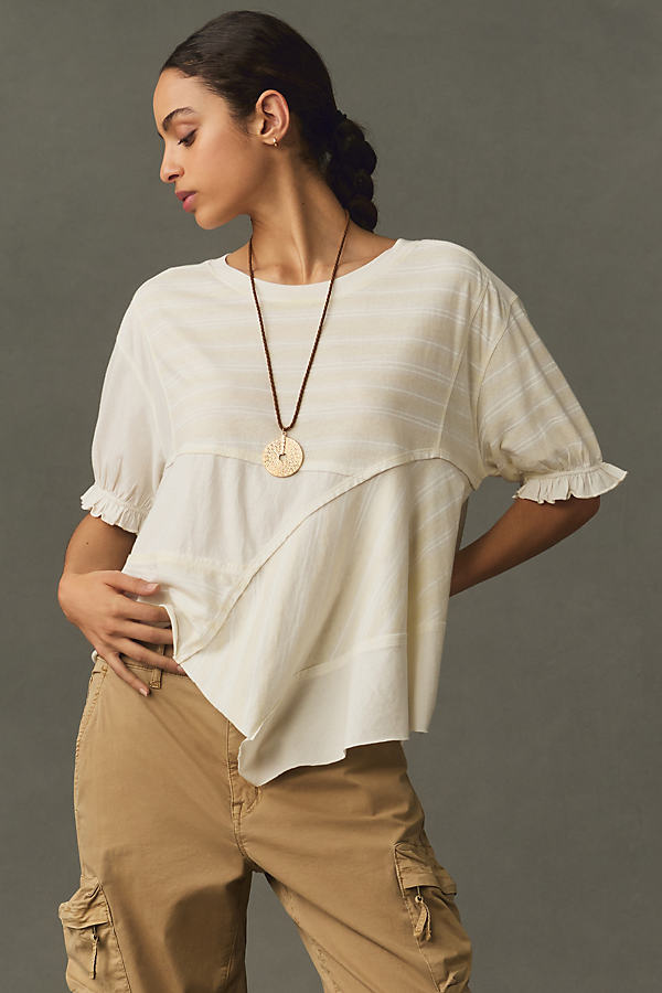 By Anthropologie Rosette Seamed Tank Top In White