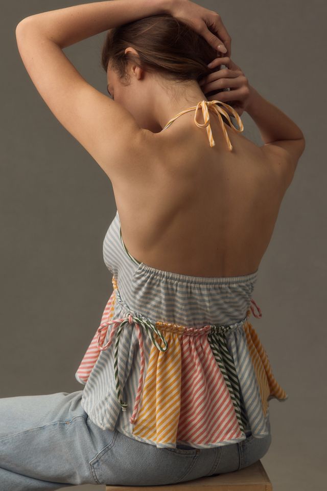 By Anthropologie Tie-Neck Mixed Ruffle Tank #2