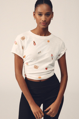 By Anthropologie The Caitlin Boxy Tee By Maeve: Embroidery Edition