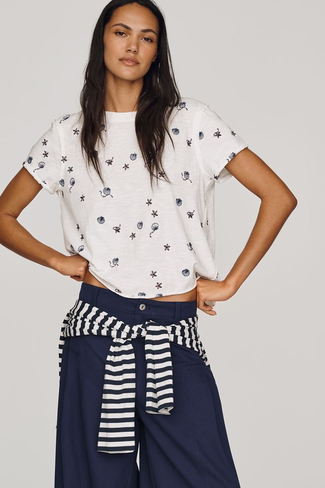 Maeve Caitlin Cotton Embroidered Boxy Tee #1