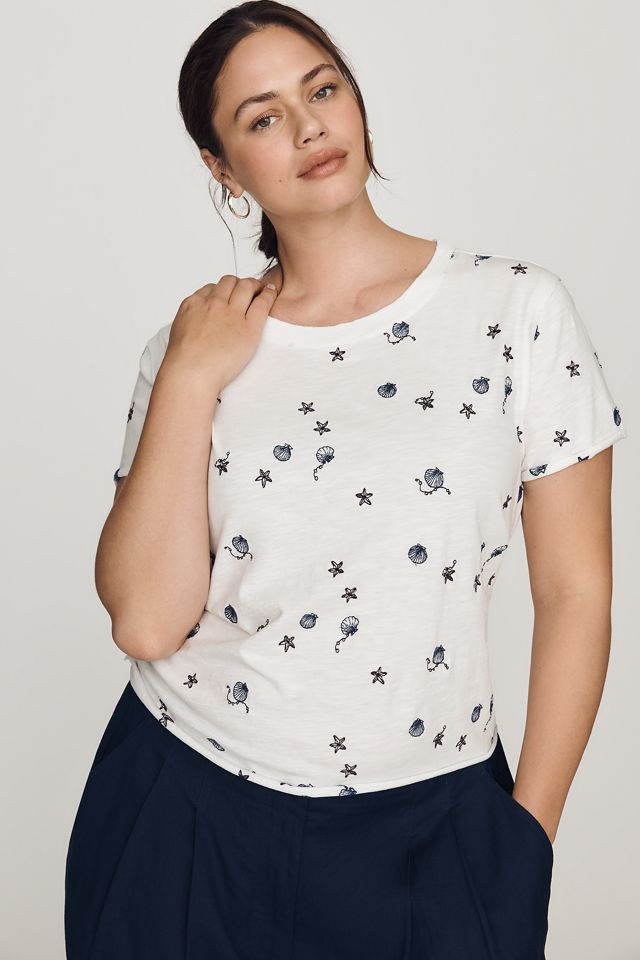 Maeve Caitlin Cotton Embroidered Boxy Tee #5
