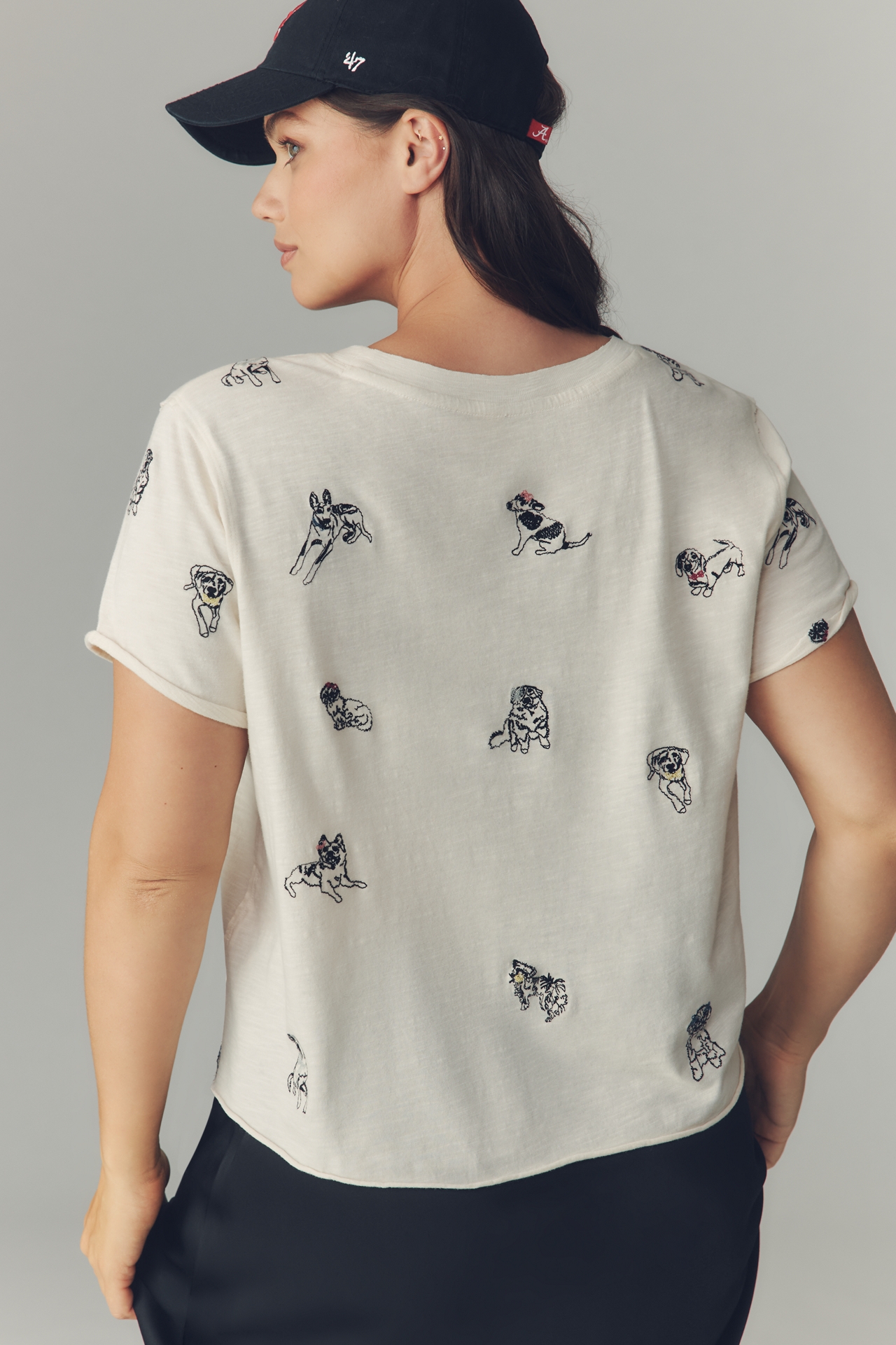 The Caitlin Embroidered Boxy Tee by Maeve