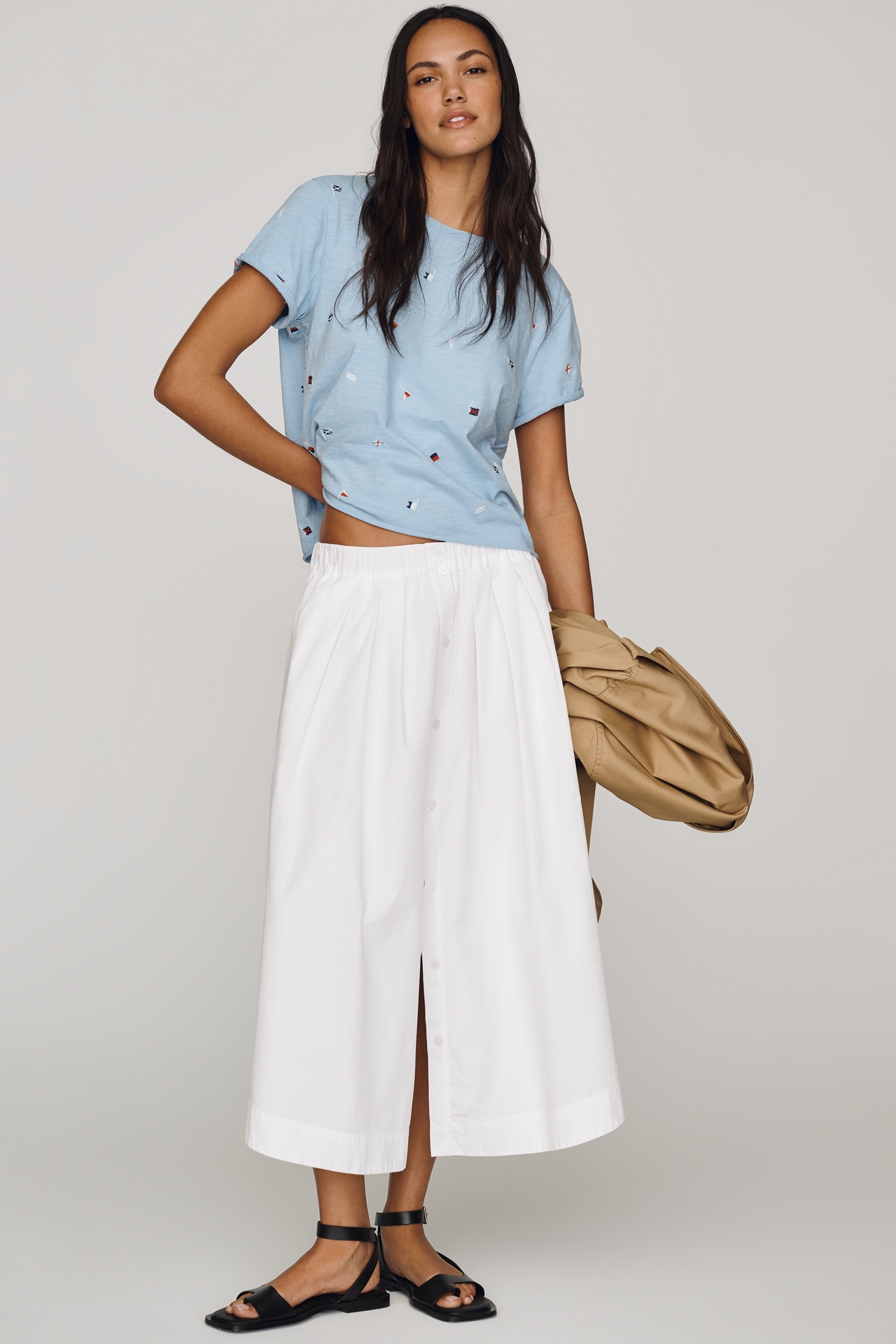 Caitlin Embroidered Boxy Tee by Maeve