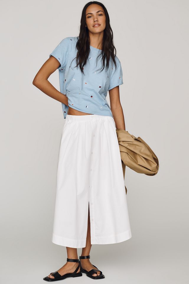 Maeve Caitlin Cotton Embroidered Boxy Tee #2