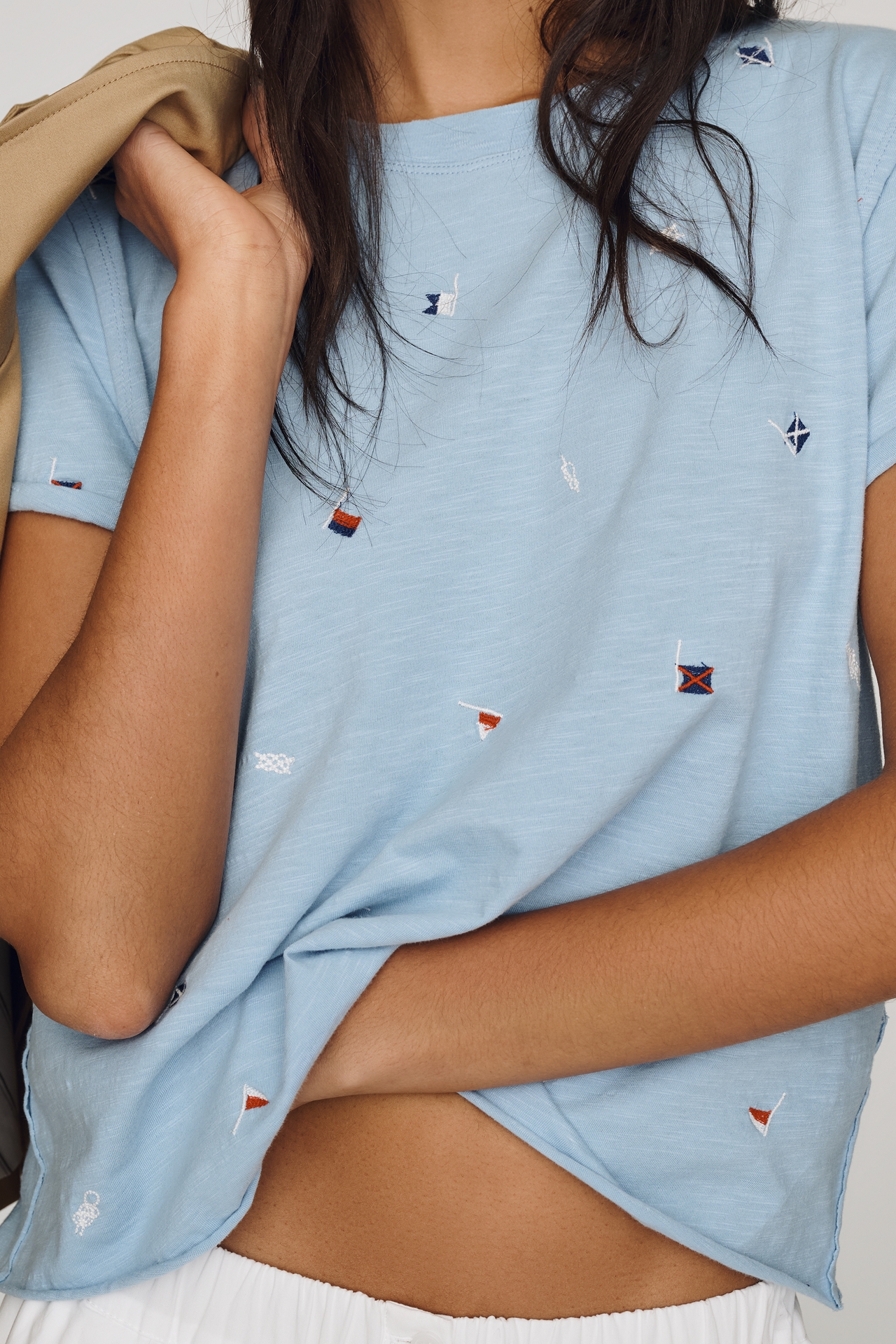 Caitlin Embroidered Boxy Tee by Maeve