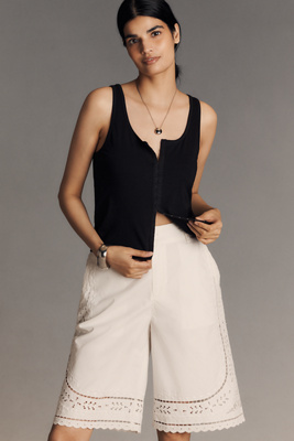 Pilcro Scoop-neck Button-front Tank Top