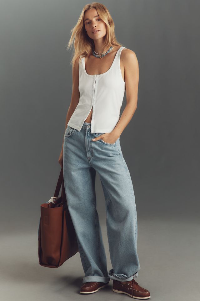 Pilcro Scoop-Neck Button-Front Tank