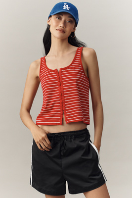 Pilcro Scoop-neck Button-front Tank Top In Multi