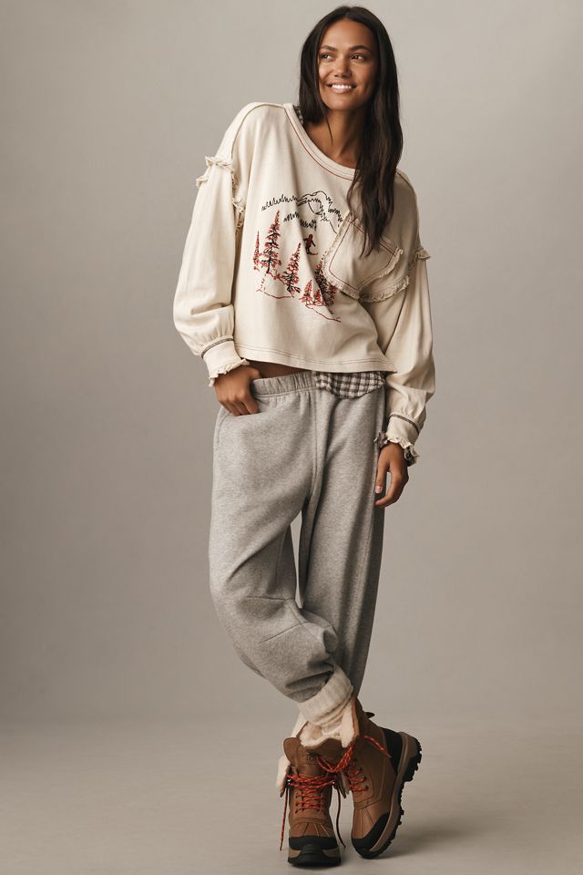 Pilcro Après Long-Sleeve Ruffled Cotton Tee #1