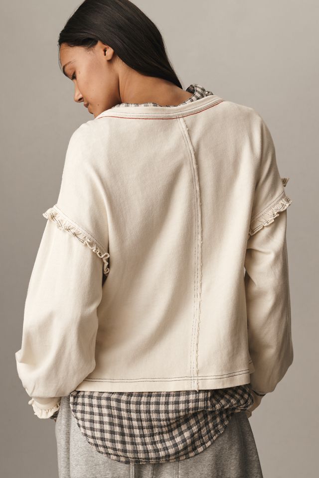 Pilcro Après Long-Sleeve Ruffled Cotton Tee #2