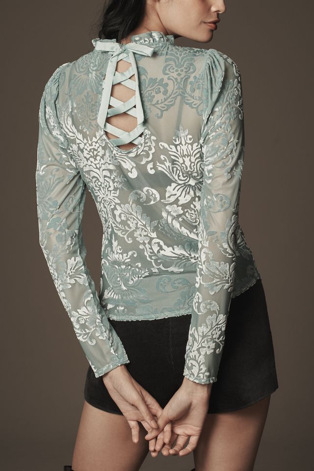 By Anthropologie Sheer Velvet Burnout Top #1